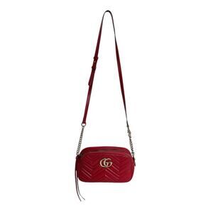 Gucci GUCCI Body Bag Camera Small GG Marmont Leather 447632 Red